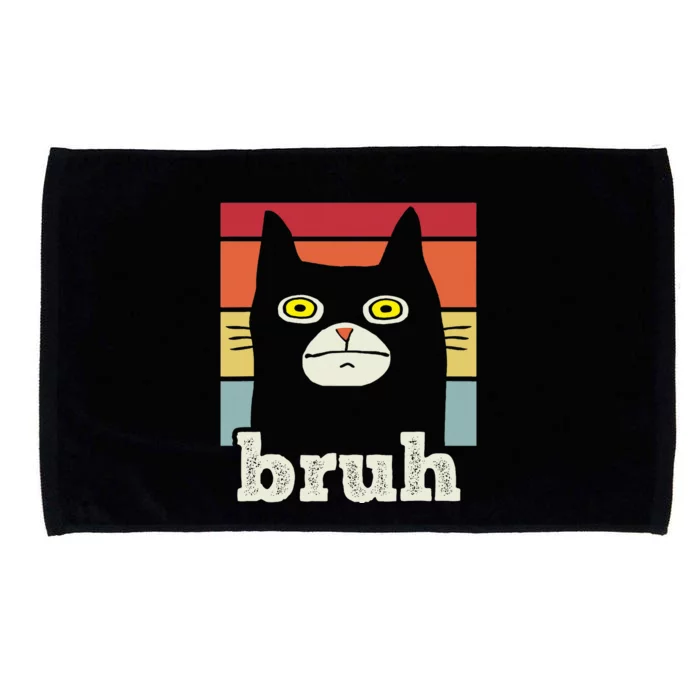 Funny Meme Saying Bruh With Cat Greetings Microfiber Hand Towel