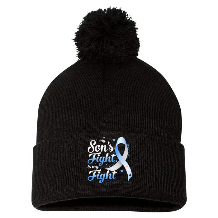 funny My Son's Fight Type 1 Diabetes Awareness Pom Pom 12in Knit Beanie