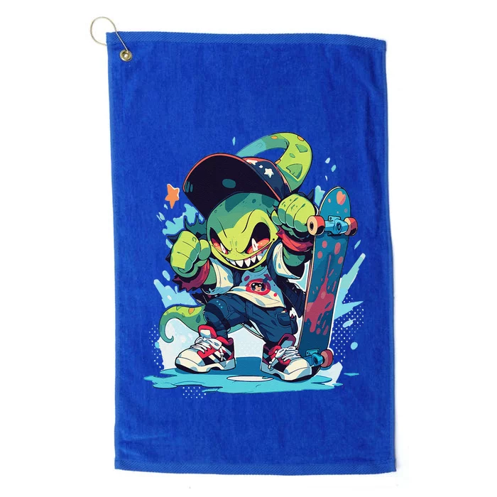 Funny Monster Skateboard Cute Cartoon Comic Halloween Retro Platinum Collection Golf Towel