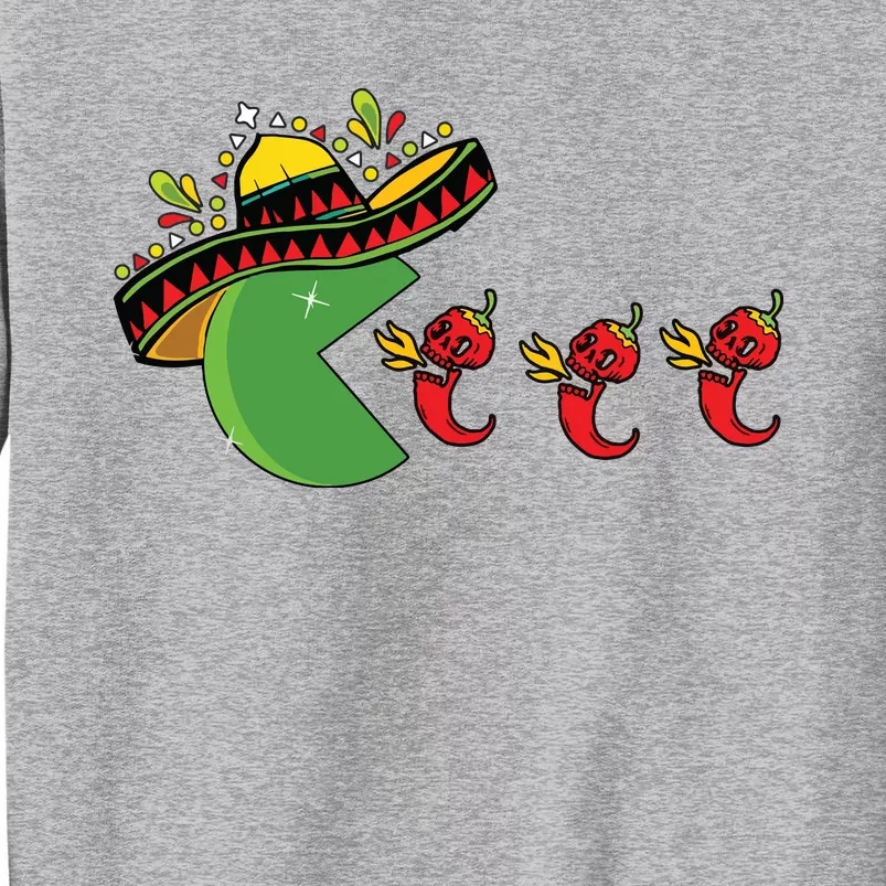 Fun Mexican Sombrero Eating Hot Pepper Skulls Cinco De Mayo Tall Sweatshirt