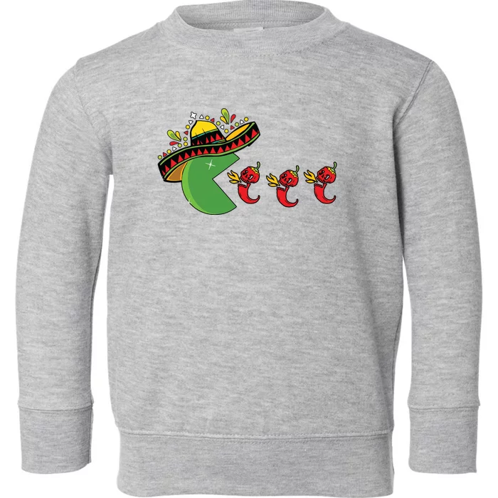 Fun Mexican Sombrero Eating Hot Pepper Skulls Cinco De Mayo Toddler Sweatshirt