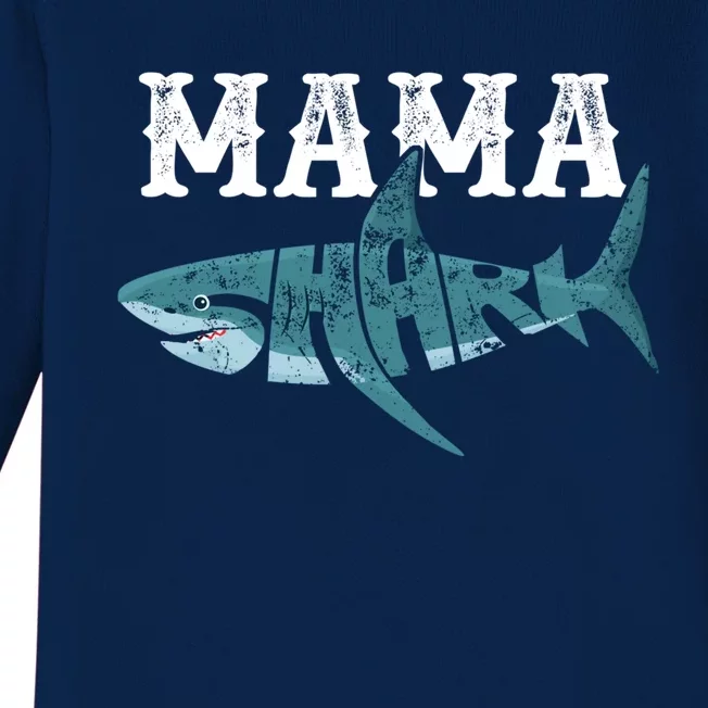 Funny Mama Shark Family Matching Shark Lover Ocean Animal Gift Baby Long Sleeve Bodysuit