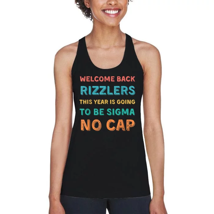 Funny Middle School Teacher Back To School Gen Alpha Slang Women's Racerback Tank