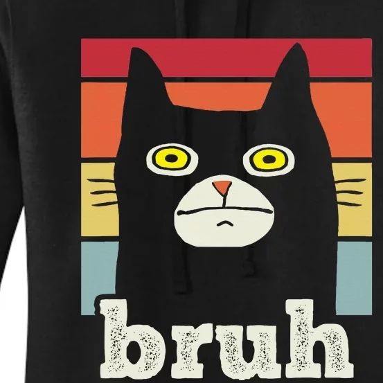 Funny Meme Saying Bruh With Cat Greetings Teens Women's Pullover Hoodie