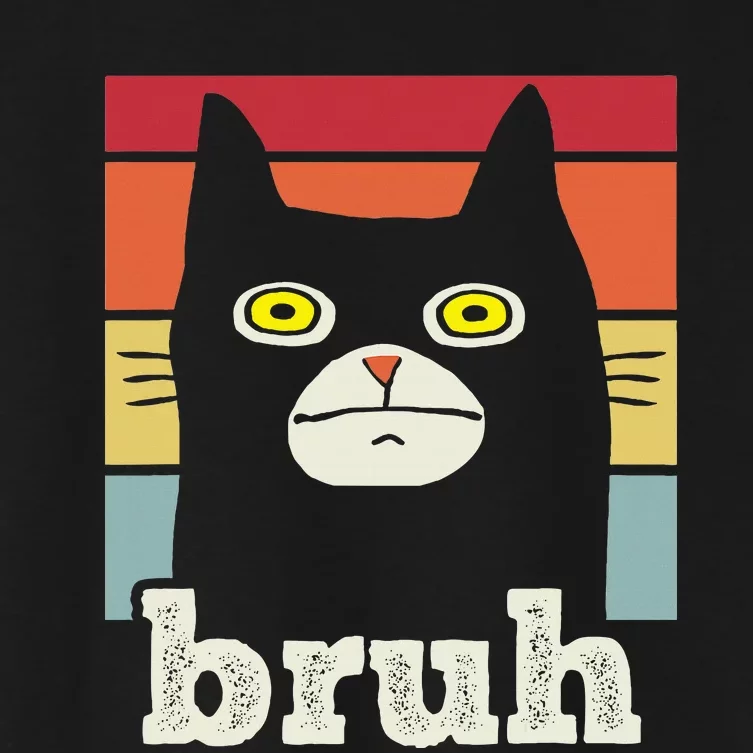 Funny Meme Saying Bruh With Cat Greetings Teens Women's Crop Top Tee