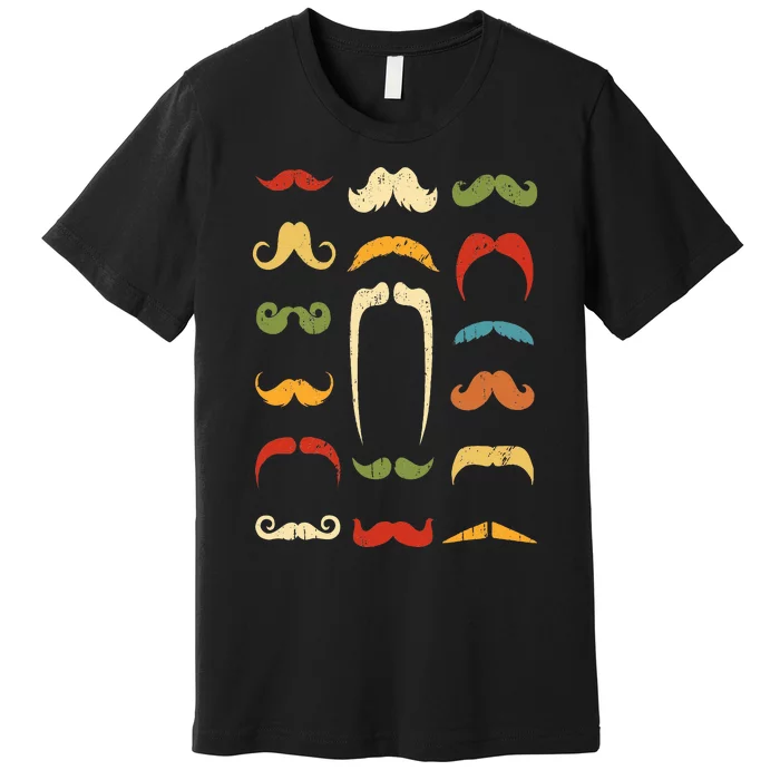 Funny Mustache Styles  Vintage Retro Hipster Mustache Premium T-Shirt