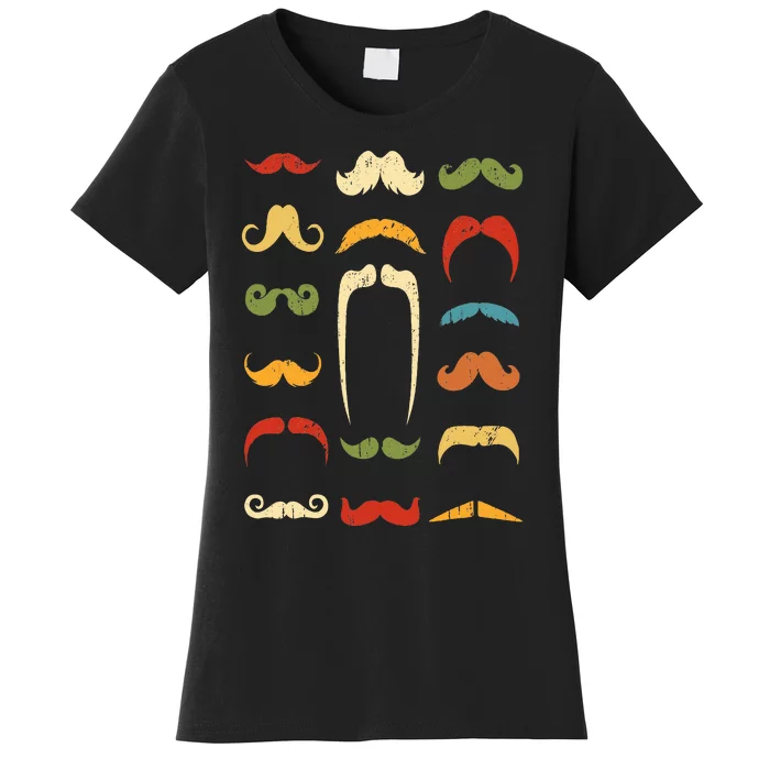 Funny Mustache Styles  Vintage Retro Hipster Mustache Women's T-Shirt