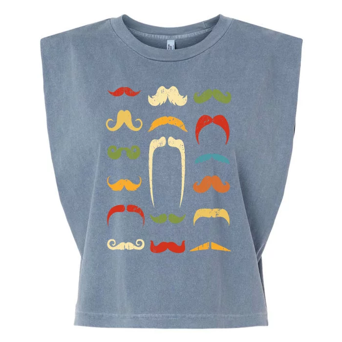 Funny Mustache Styles  Vintage Retro Hipster Mustache Garment-Dyed Women's Muscle Tee