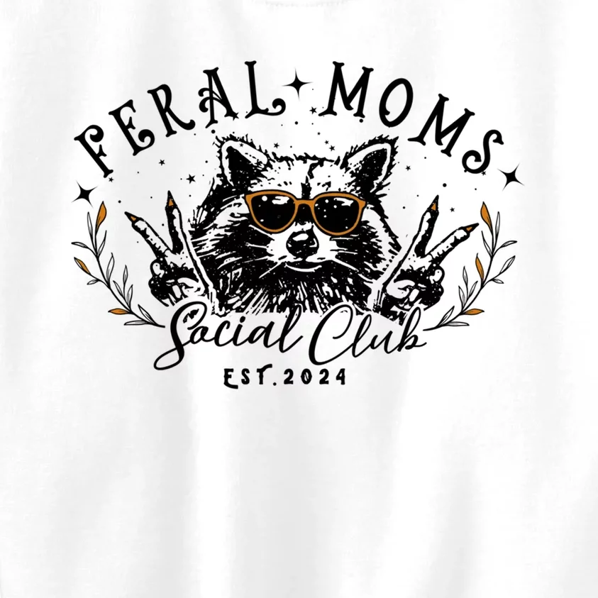 Feral Moms Social Club Women Funny Raccoon Fall Autumn Cute Kids Sweatshirt