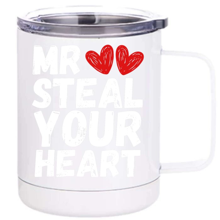 Funny Mr Steal Your Heart Valentines Day Boy Front & Back 12oz Stainless Steel Tumbler Cup