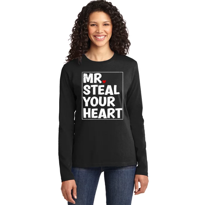 Funny Mr Steal Your Heart Valentines Day Ladies Long Sleeve Shirt