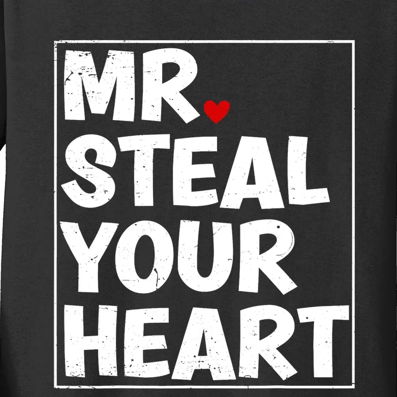 Funny Mr Steal Your Heart Valentines Day Kids Long Sleeve Shirt