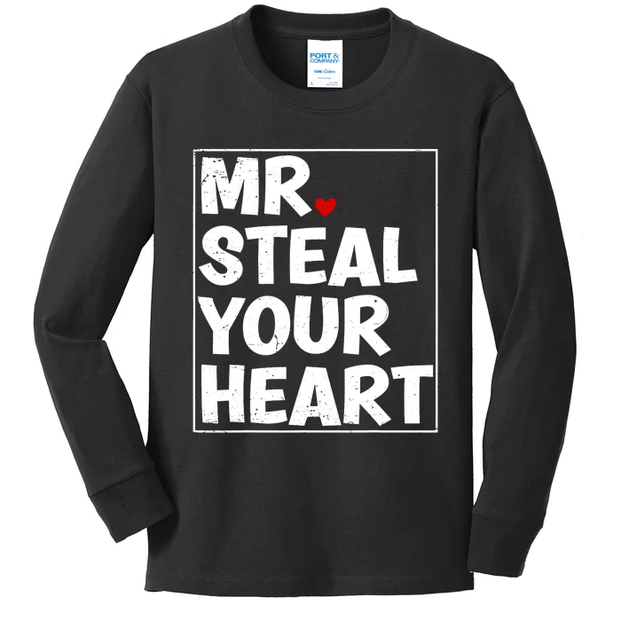 Funny Mr Steal Your Heart Valentines Day Kids Long Sleeve Shirt