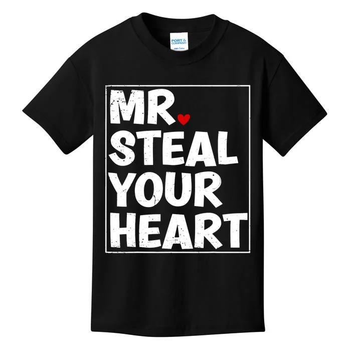 Funny Mr Steal Your Heart Valentines Day Kids T-Shirt