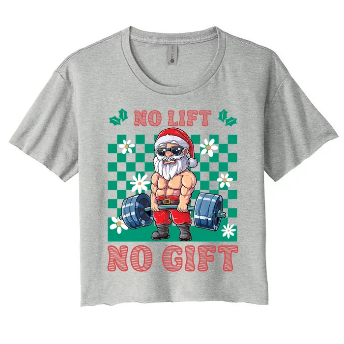 Funny Muscle Santa Lifting Christmas Ugly Christmas Gift Women's Crop Top Tee