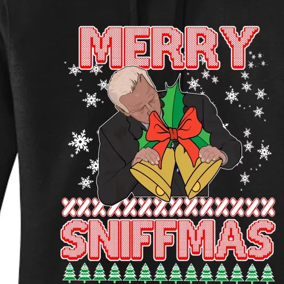 Funny Merry Sniffmas Xmas Anti Biden Ugly Christmas Women's Pullover Hoodie