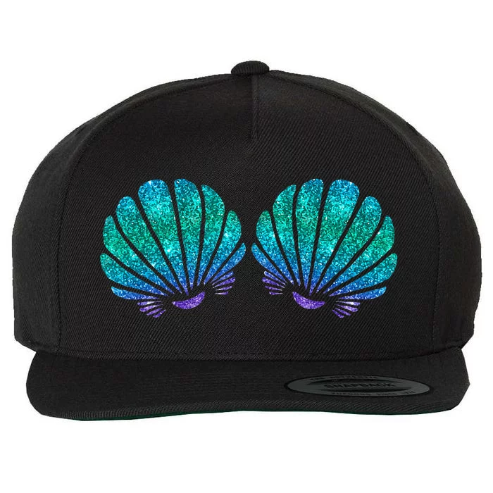 funny Mermaid Sea Shell Bra Costume Wool Snapback Cap