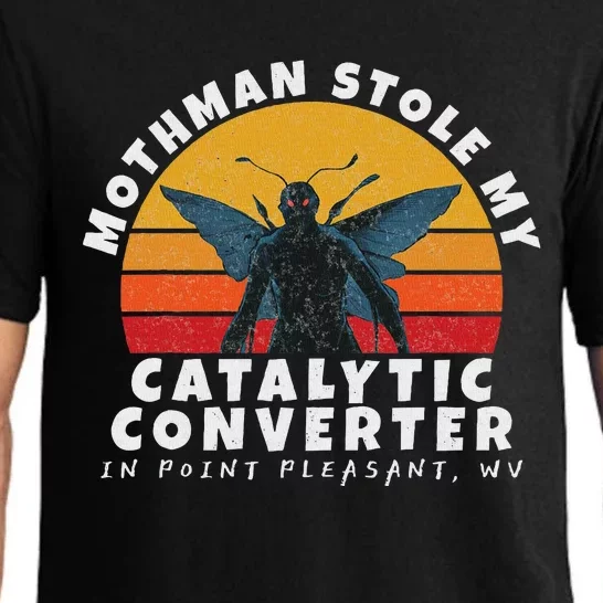 Funny Mothman Stole My Catalytic Converter Mothman Cryptid Pajama Set