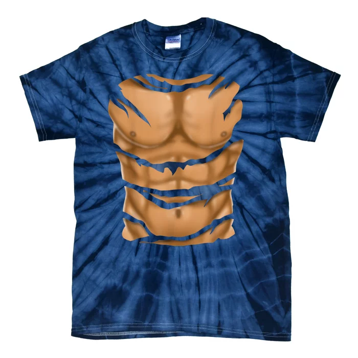 Fake Muscles Six Pack Abs Ripped Chest Fake Bodybuilding Tie-Dye T-Shirt