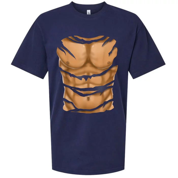 Fake Muscles Six Pack Abs Ripped Chest Fake Bodybuilding Sueded Cloud Jersey T-Shirt