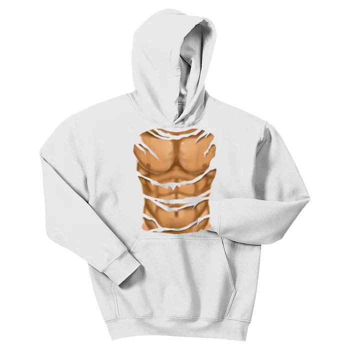 Fake Muscles Six Pack Abs Ripped Chest Fake Bodybuilding Kids Hoodie