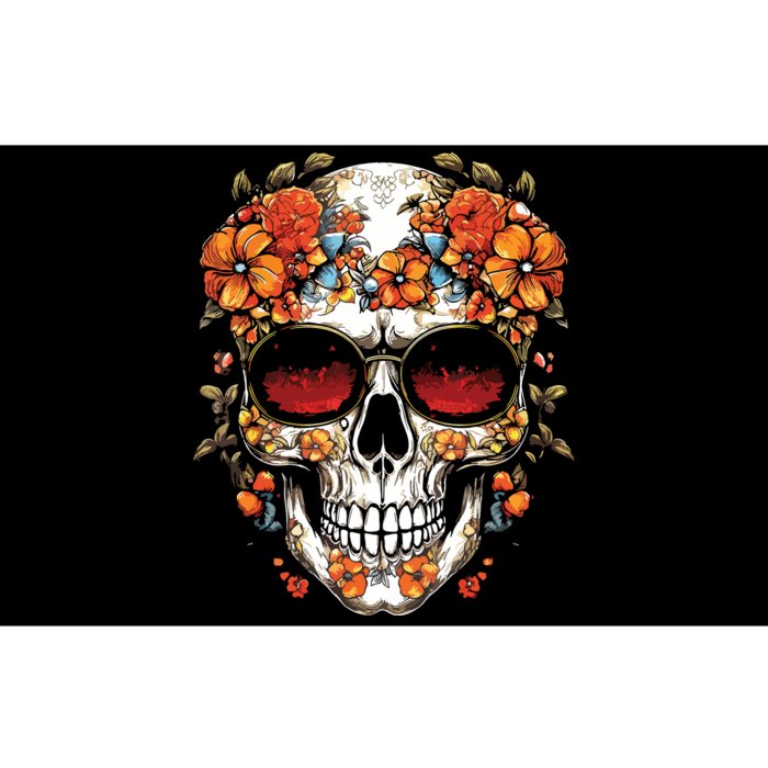 Floral Mexican Skull Day Of The Dead Dia De Muertos Bumper Sticker