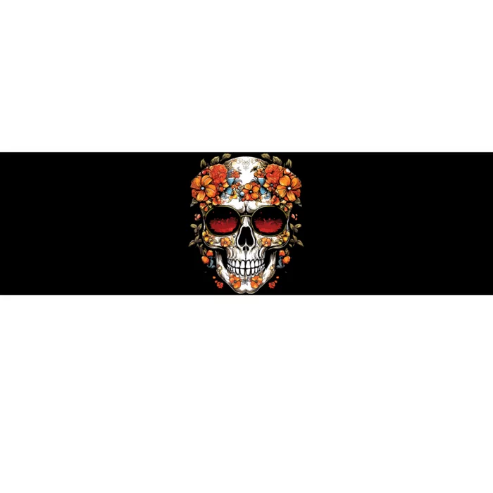 Floral Mexican Skull Day Of The Dead Dia De Muertos Bumper Sticker