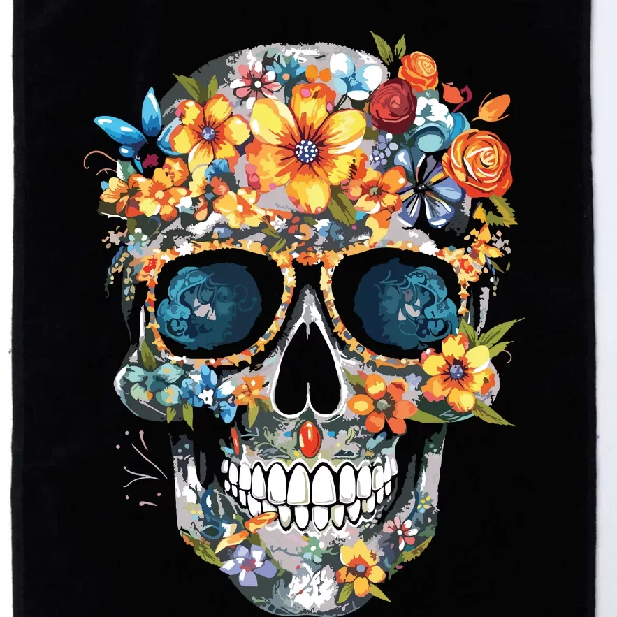 Floral Mexican Skull Day Of The Dead Dia De Muertos Platinum Collection Golf Towel