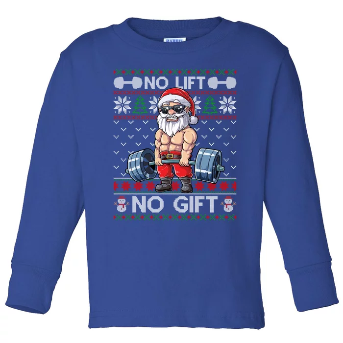 Funny Muscle Santa Lifting Christmas Ugly Christmas Sweater Meaningful Gift Toddler Long Sleeve Shirt