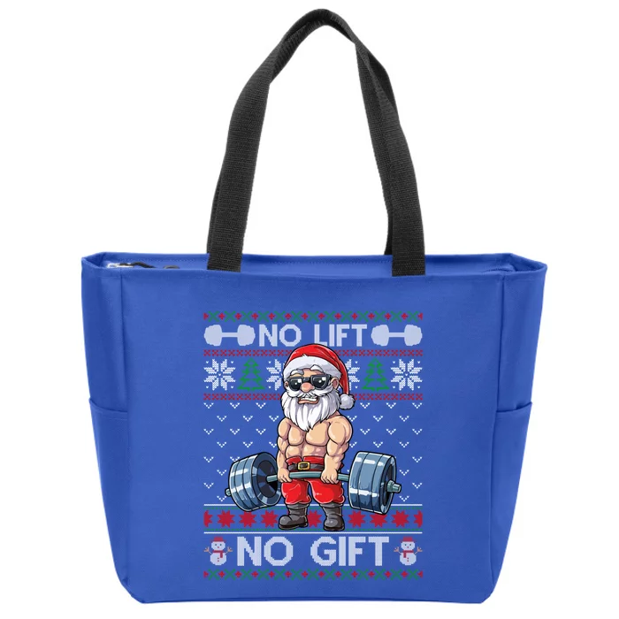 Funny Muscle Santa Lifting Christmas Ugly Christmas Sweater Meaningful Gift Zip Tote Bag