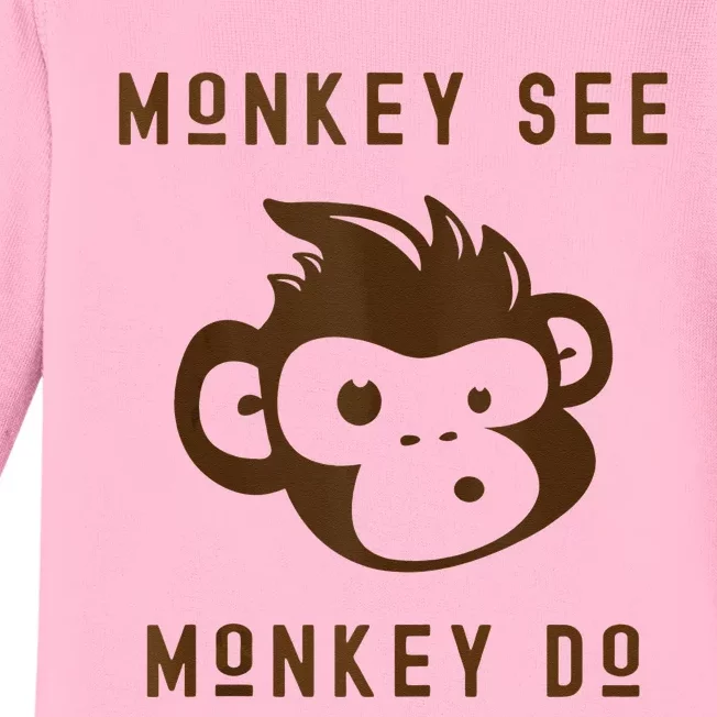 Funny Monkey See Monkey Do Cute Adorable Primate Chimp Baby Long Sleeve Bodysuit