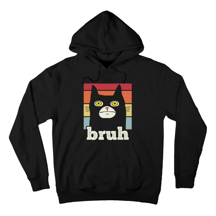 Funny Meme Saying Bruh With Cat Greetings Teens Hoodie