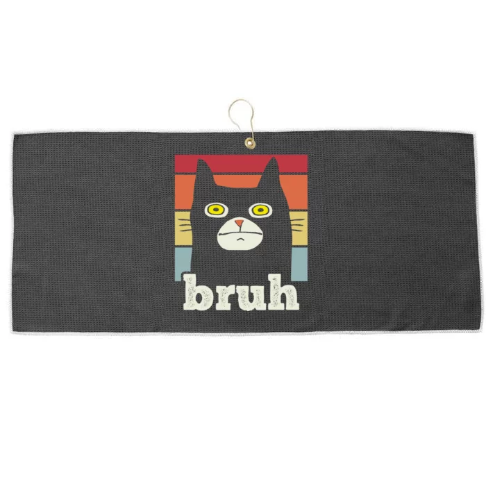 Funny Meme Saying Bruh With Cat Greetings Teens Large Microfiber Waffle Golf Towel