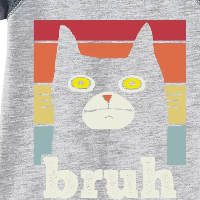 Funny Meme Saying Bruh With Cat Greetings Teens Infant Baby Jersey Bodysuit