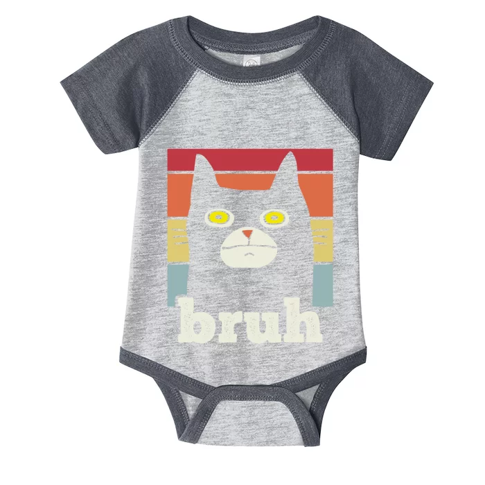 Funny Meme Saying Bruh With Cat Greetings Teens Infant Baby Jersey Bodysuit