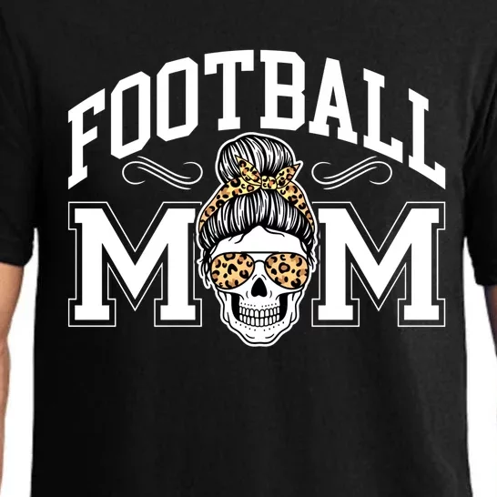 Football Mom Skull Buns American Football Season Funny Gift Pajama Set