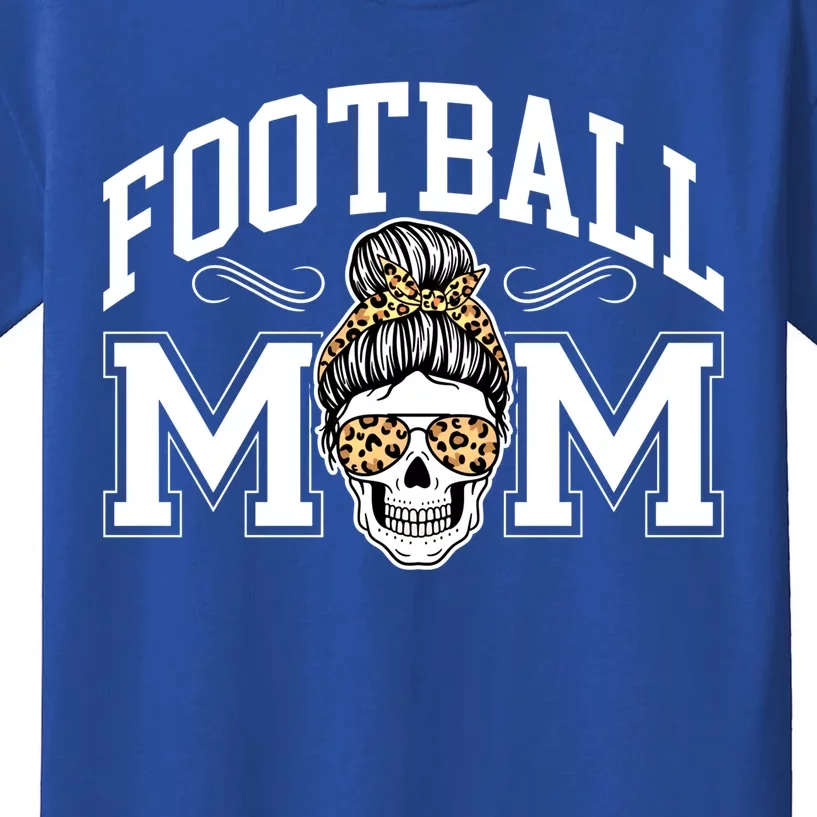 Football Mom Skull Buns American Football Season Funny Gift Kids T-Shirt