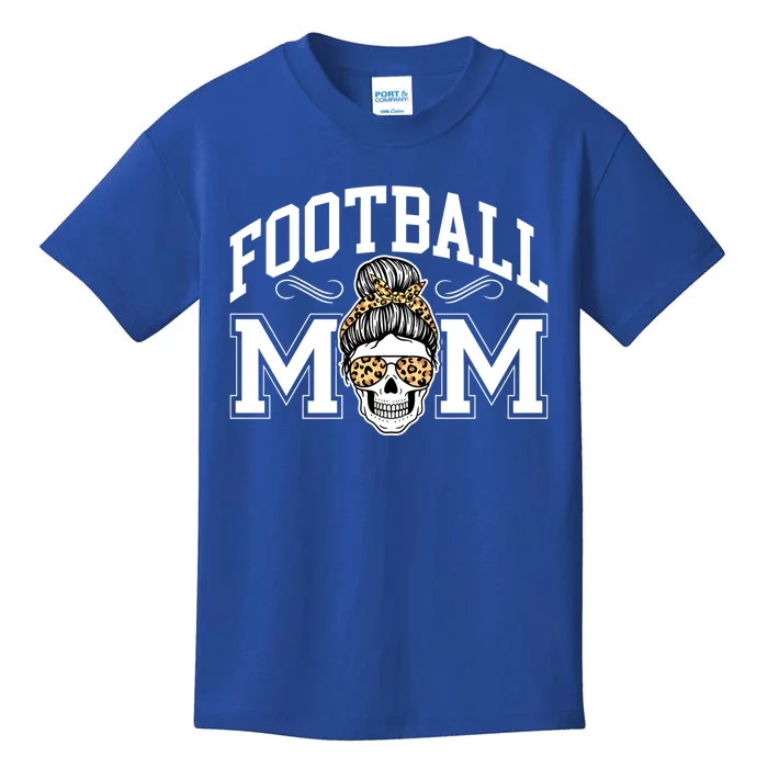 Football Mom Skull Buns American Football Season Funny Gift Kids T-Shirt