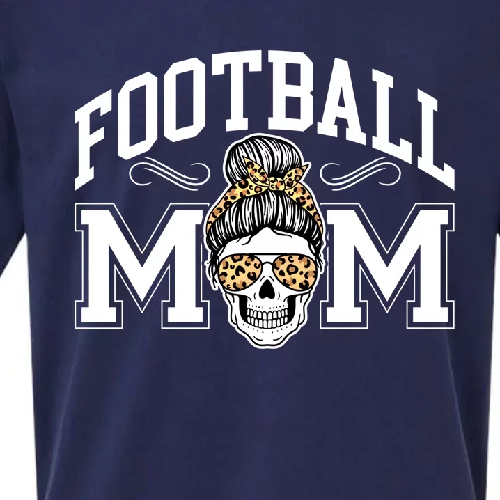 Football Mom Skull Buns American Football Season Funny Gift Sueded Cloud Jersey T-Shirt