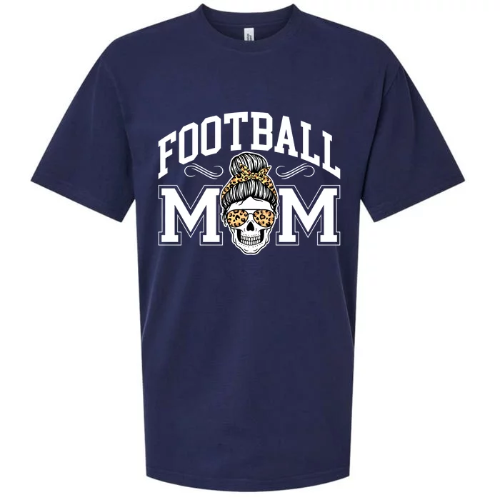 Football Mom Skull Buns American Football Season Funny Gift Sueded Cloud Jersey T-Shirt