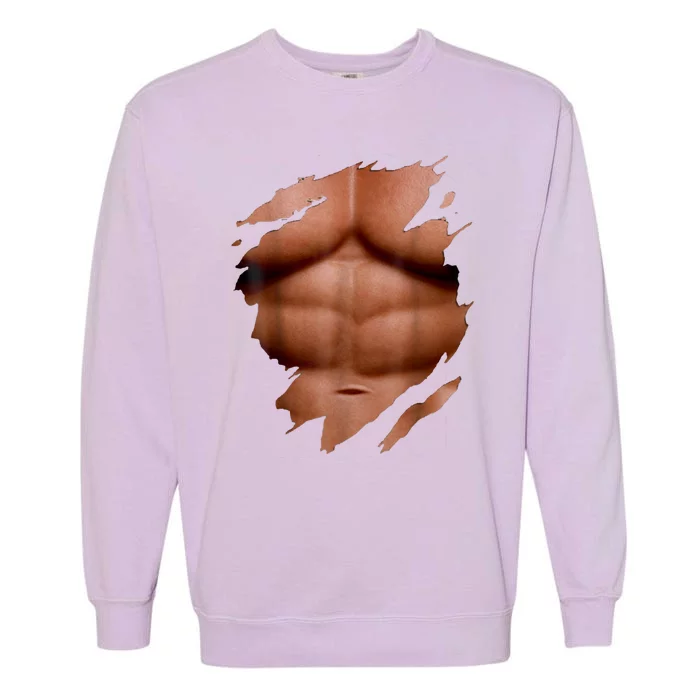 Fake Muscles Six Pack Abs Ripped Chest Fake Bodybuilding Garment-Dyed Sweatshirt