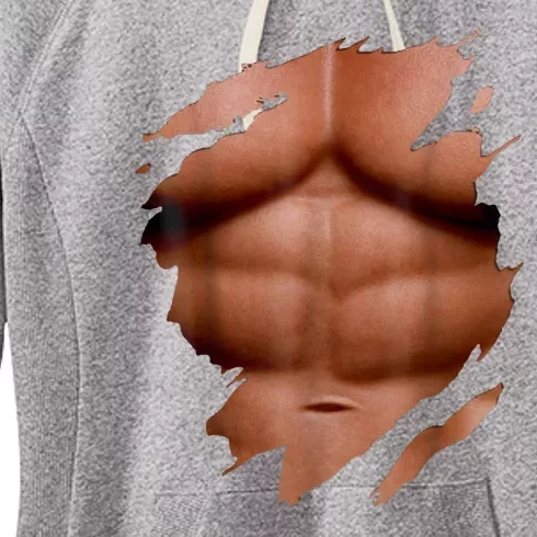 Fake Muscles Six Pack Abs Ripped Chest Fake Bodybuilding Women's Fleece Hoodie