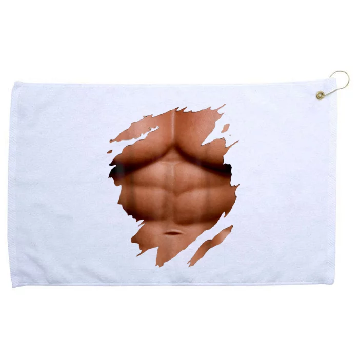 Fake Muscles Six Pack Abs Ripped Chest Fake Bodybuilding Grommeted Golf Towel