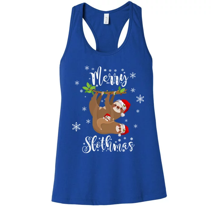 Funny Merry Slothmas Christmas Sloth Gift Women's Racerback Tank