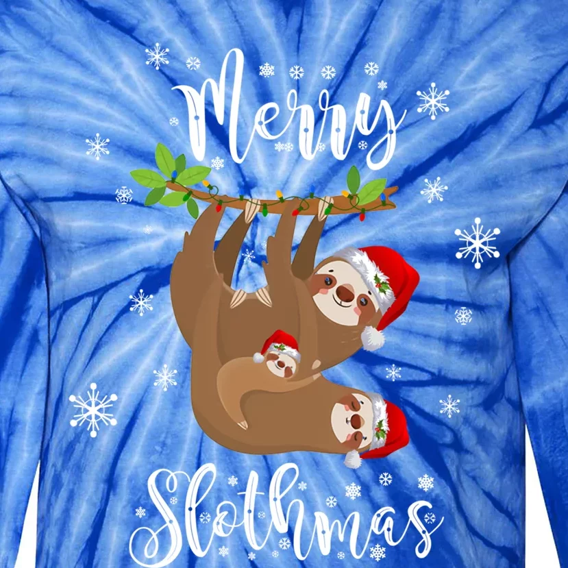 Funny Merry Slothmas Christmas Sloth Gift Tie-Dye Long Sleeve Shirt