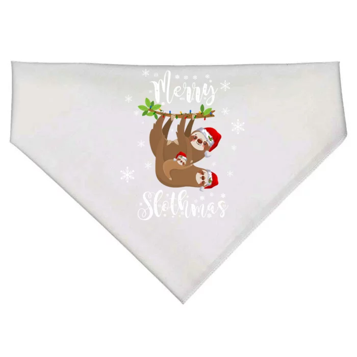 Funny Merry Slothmas Christmas Sloth Gift USA-Made Doggie Bandana