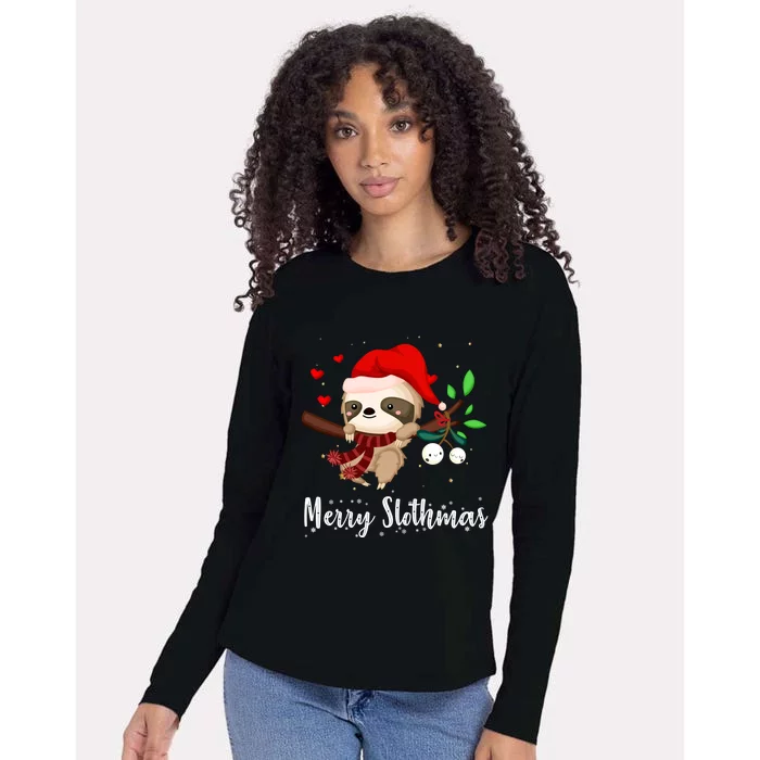 Funny Merry Slothmas Cute Sloth Christmas Gift Womens Cotton Relaxed Long Sleeve T-Shirt