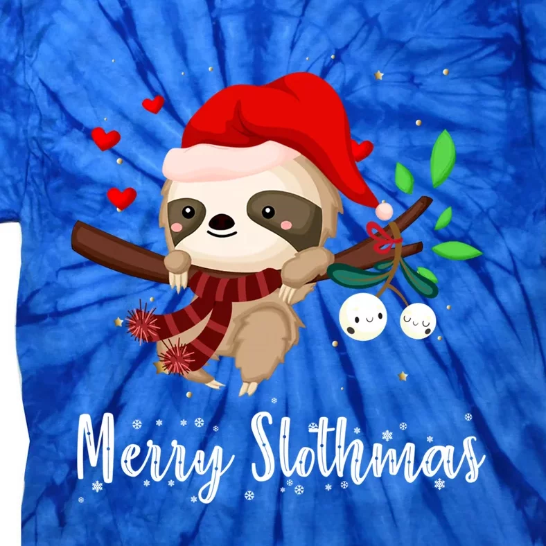 Funny Merry Slothmas Cute Sloth Christmas Gift Tie-Dye T-Shirt