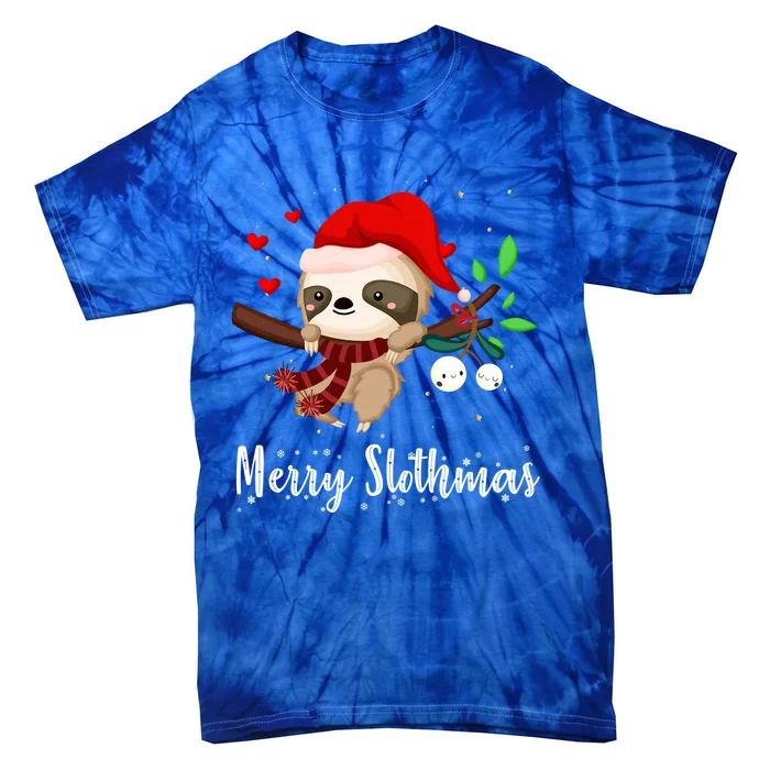 Funny Merry Slothmas Cute Sloth Christmas Gift Tie-Dye T-Shirt