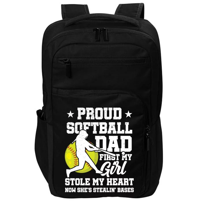 First My Stole My Heart Proud Softball Dad Fathers Day Gift Impact Tech Backpack